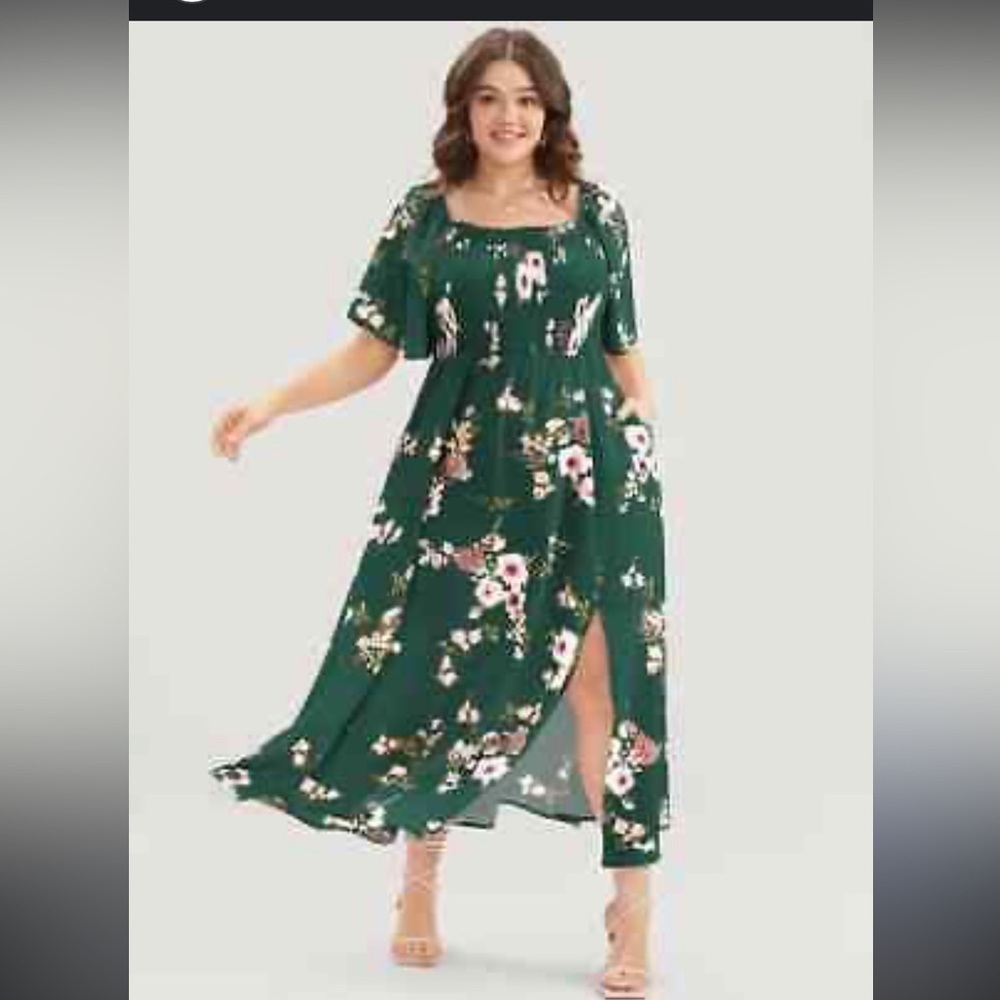 NWT floral square neck flutter sleeves dress size 12 🌺🌹🌸176